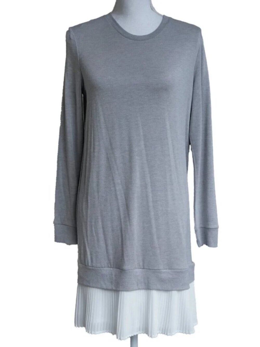 Cynthia Rowley Petticoat Dress Grey Peekaboo Pleated Skirt Combo T Shirt Midi